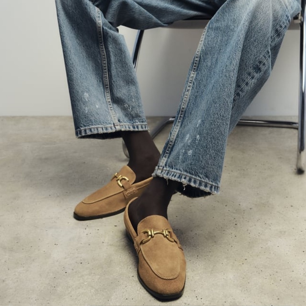 ZARA BUCKLED SUEDE LOAFERS - Picture 5 of 7